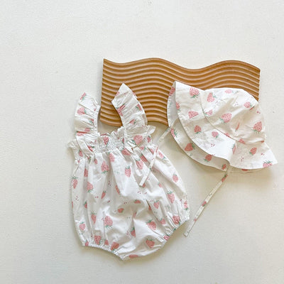 Girls Bodysuits Floral Bodysuits One Piece with Hat